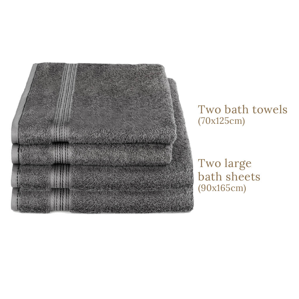 Egyptian Cotton 4 Piece Luxury Bath Sheet and Bath Towel Set