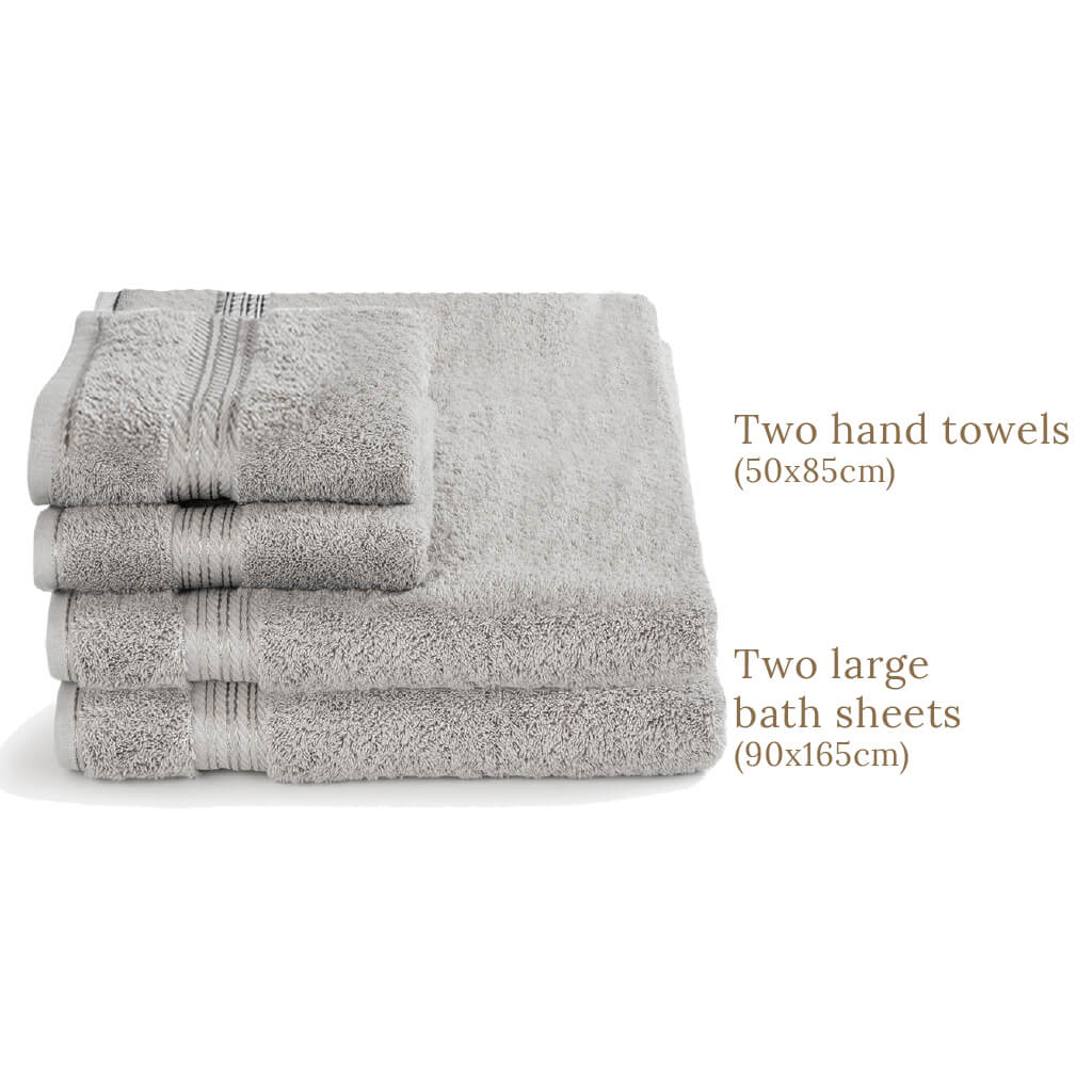 Egyptian Cotton 4 Piece Luxury Bath Sheet and Hand Towel Set
