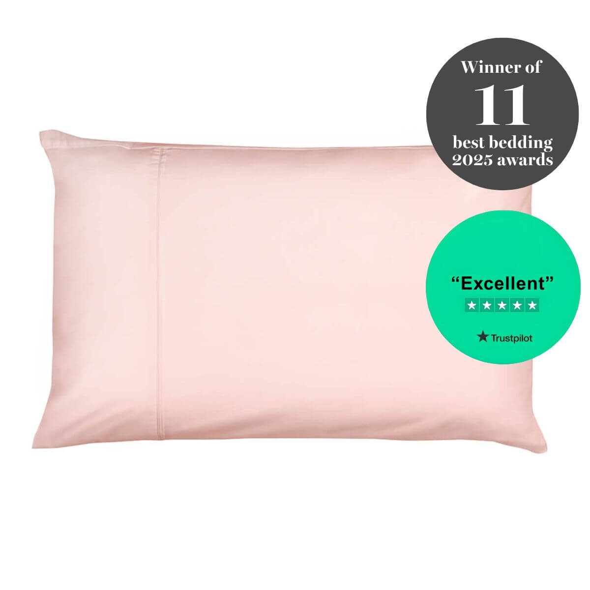 Egyptian Cotton 500 Thread Count Sateen Luxury Standard Pillowcase, Set of Two