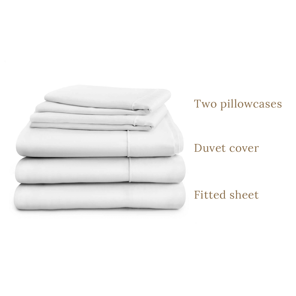 Egyptian Cotton 500 Thread Count Sateen Luxury Duvet Cover and 32cm Deep Fitted Sheet Set With Two Standard Pillowcases, Pure White