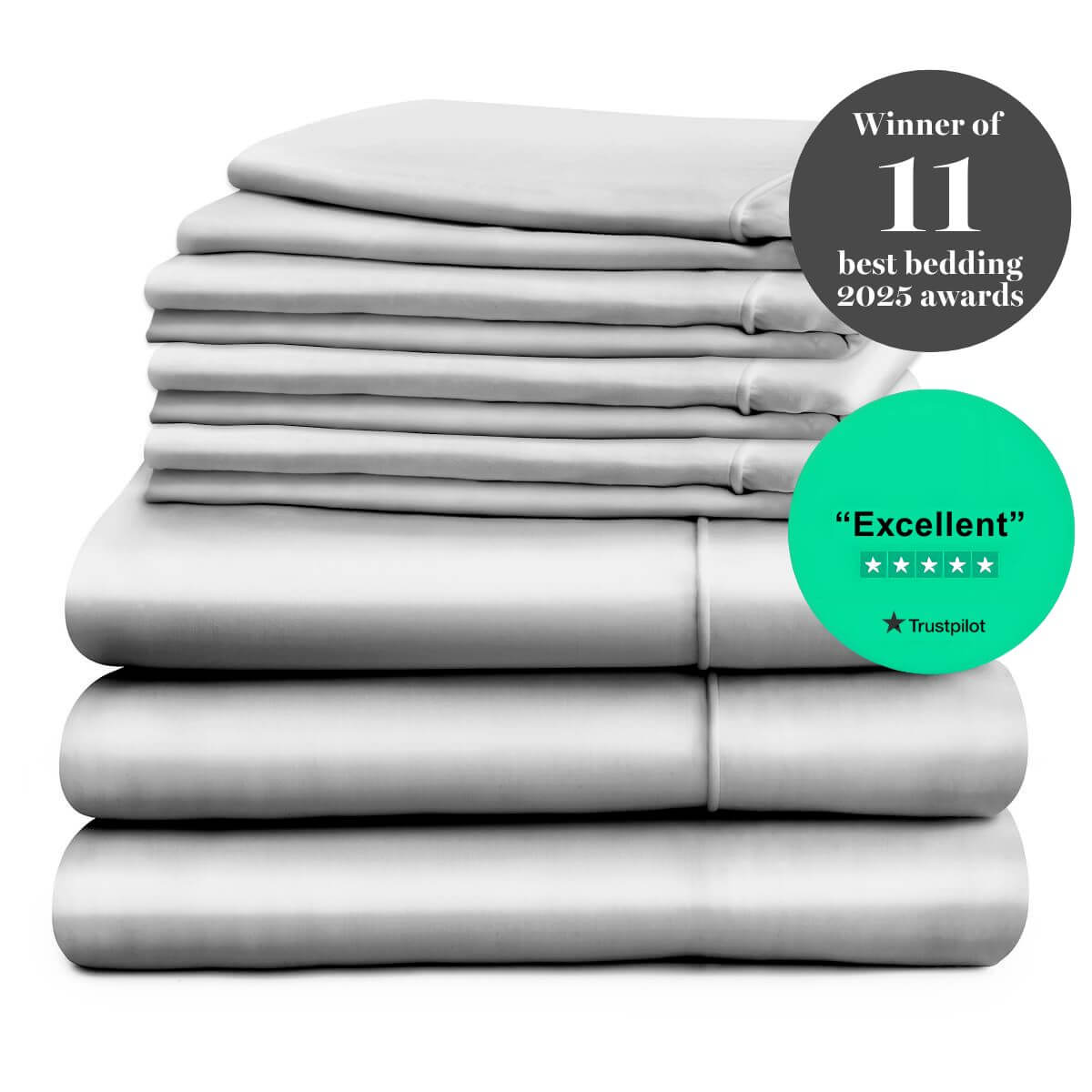 Egyptian Cotton 500 Thread Count Sateen Luxury Duvet Cover and Deep Fitted Sheet Set With Four Standard Pillowcases