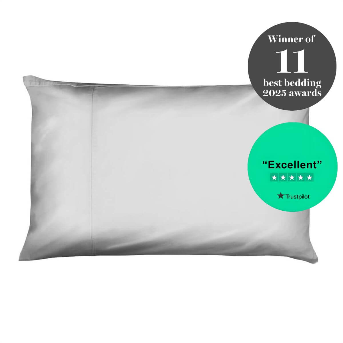 Egyptian Cotton 500 Thread Count Sateen Luxury Standard Pillowcase, Set of Two