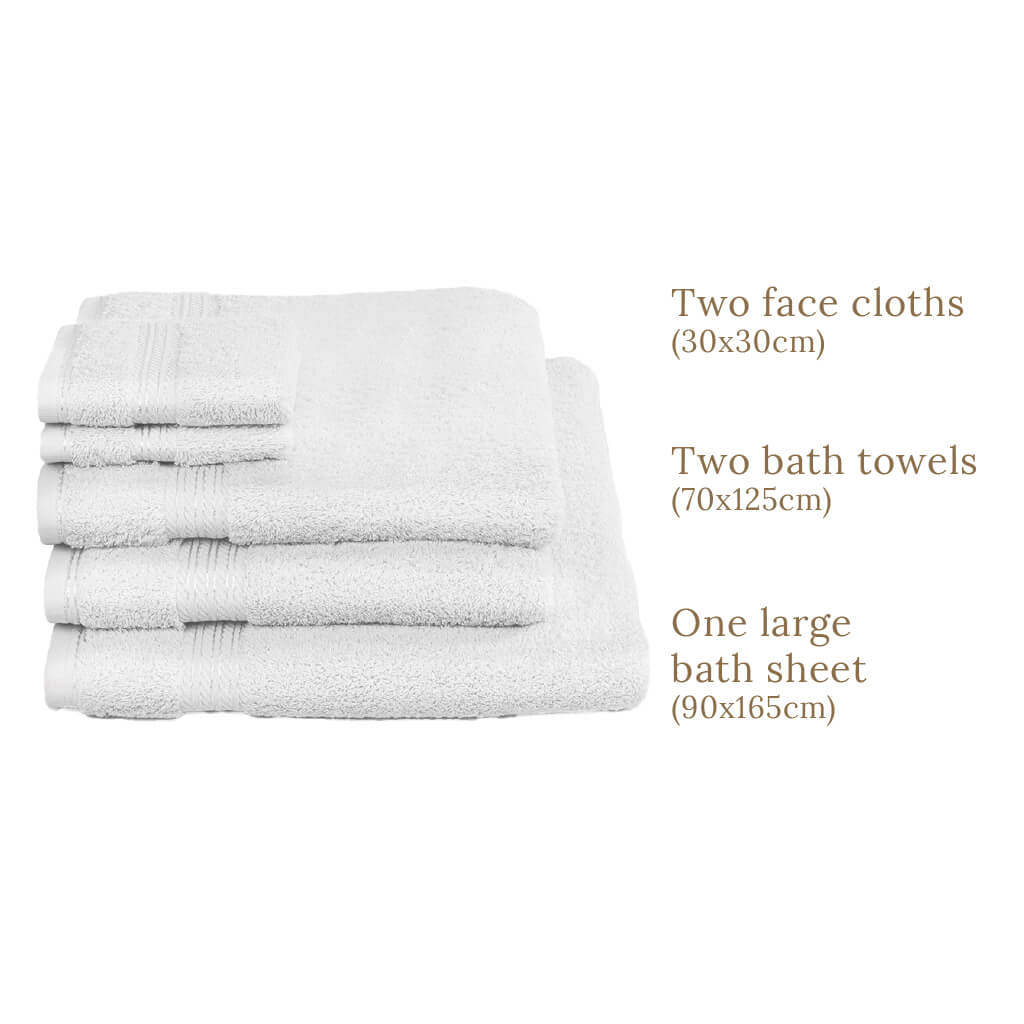 Egyptian Cotton 5 Piece Luxury Bath Towel Set