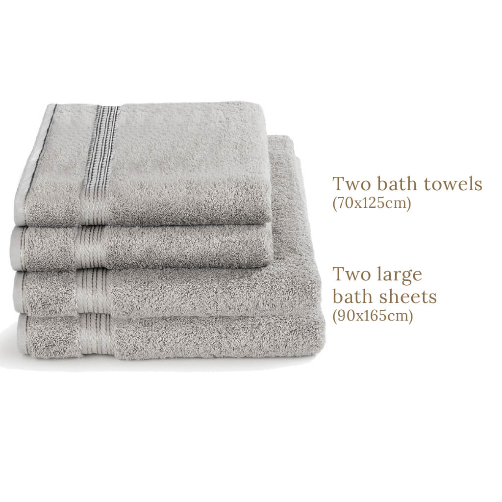 Egyptian Cotton 4 Piece Luxury Bath Sheet and Bath Towel Set