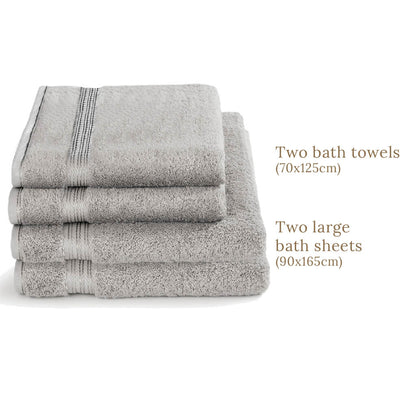 Egyptian Cotton 4 Piece Luxury Bath Sheet and Bath Towel Set