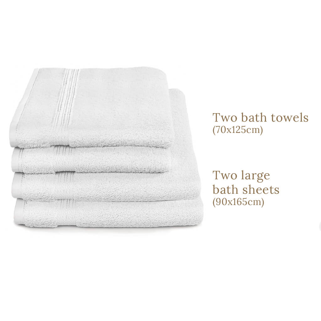 Egyptian Cotton 4 Piece Luxury Bath Sheet and Bath Towel Set