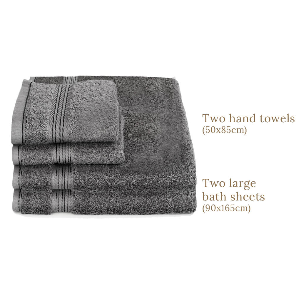 Egyptian Cotton 4 Piece Luxury Bath Sheet and Hand Towel Set