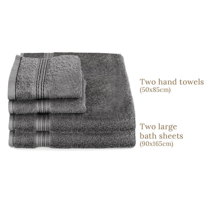 Egyptian Cotton 4 Piece Luxury Bath Sheet and Hand Towel Set