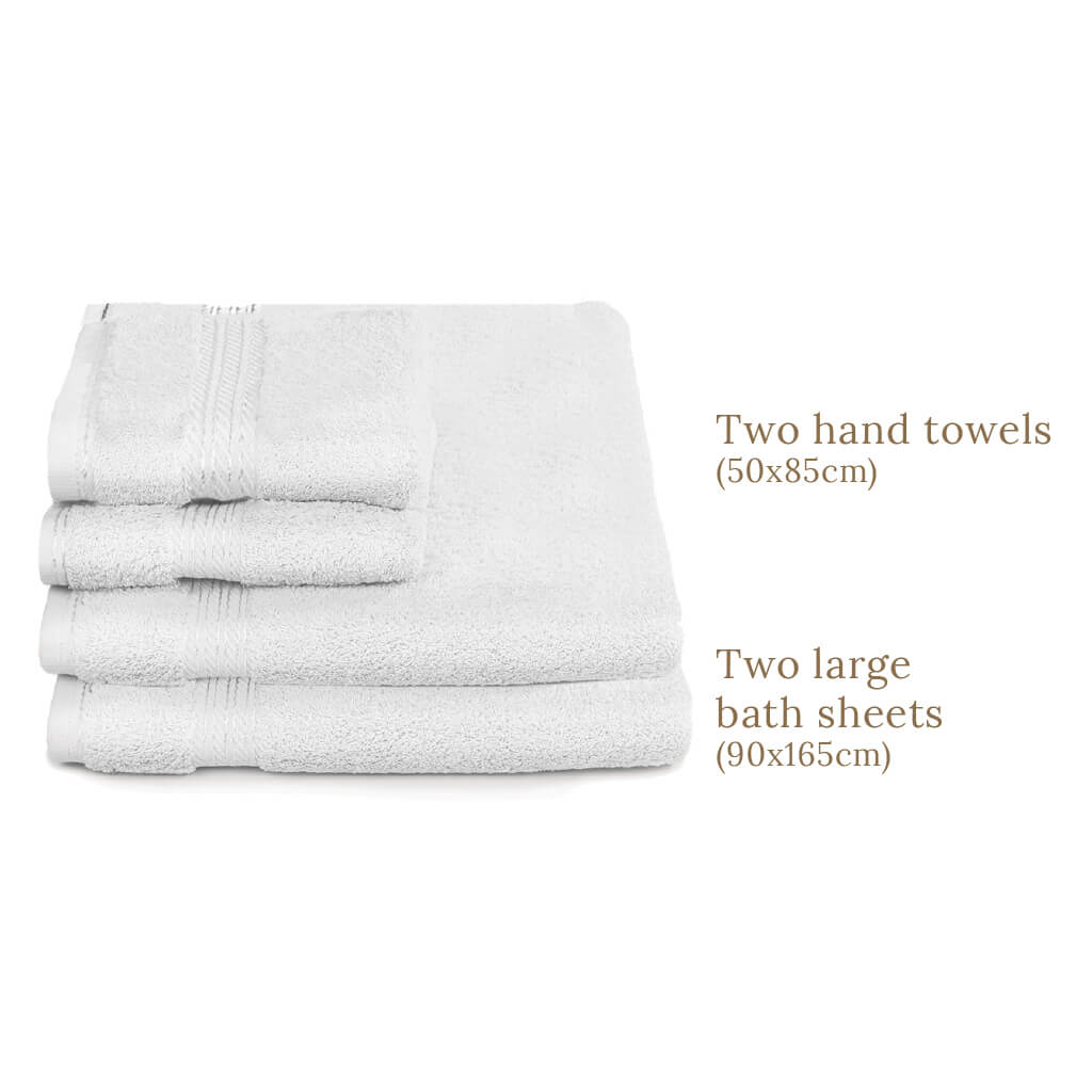 Egyptian Cotton 4 Piece Luxury Bath Sheet and Hand Towel Set