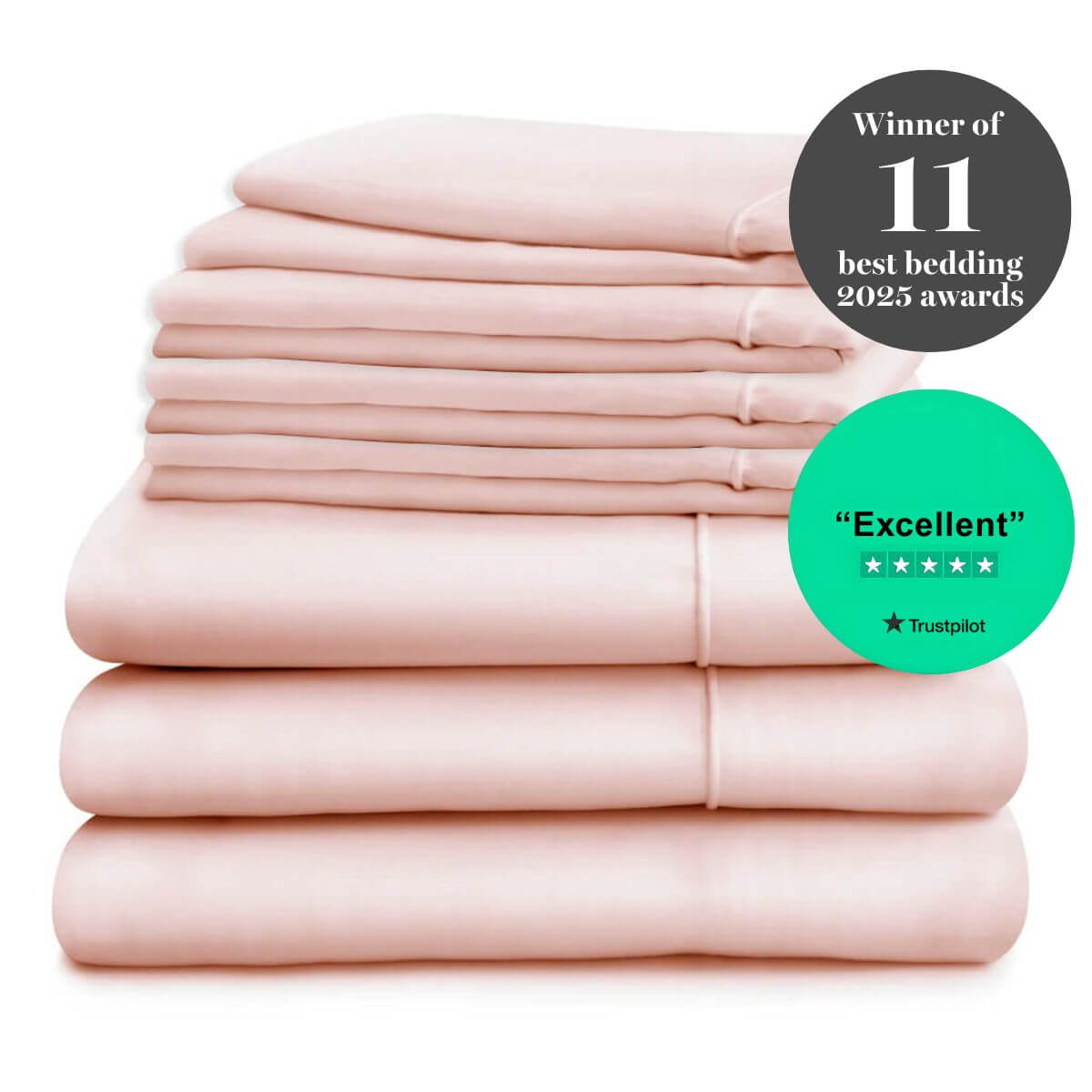 Egyptian Cotton 500 Thread Count Sateen Luxury Duvet Cover and Deep Fitted Sheet Set With Four Standard Pillowcases