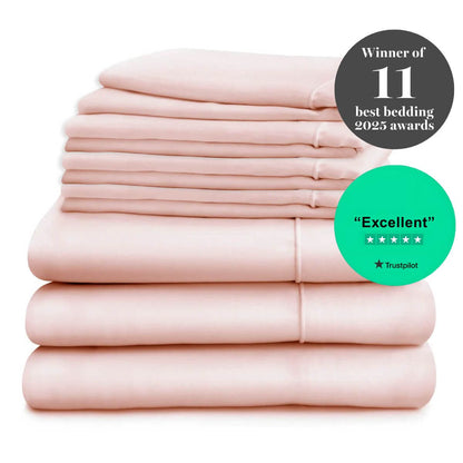 Egyptian Cotton 500 Thread Count Sateen Luxury Duvet Cover and Deep Fitted Sheet Set With Four Standard Pillowcases
