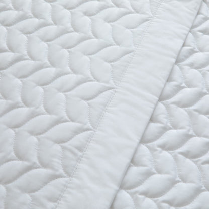 Cotton Quilted Leaf Pattern Throw, Pure White