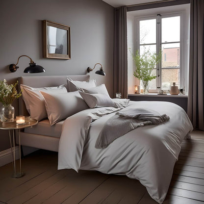 Egyptian Cotton 300 Thread Count Sateen Luxury Duvet Cover, Pure White
