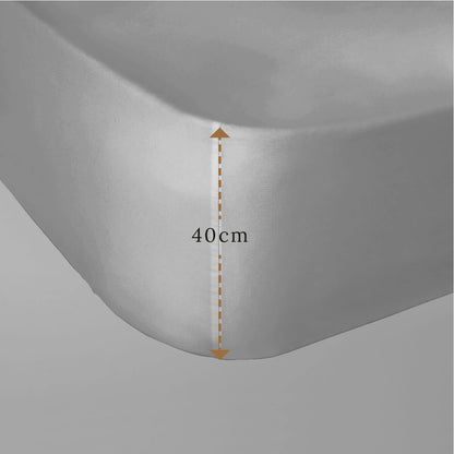 Egyptian Cotton 300 Thread Count Sateen Luxury Extra Deep 40cm Fitted Sheet