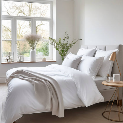 Egyptian Cotton 500 Thread Count Sateen Luxury Deep 32cm Fitted Sheet, Pure White