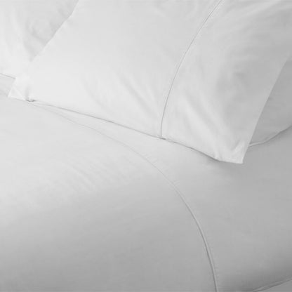 Egyptian Cotton 500 Thread Count Sateen Luxury Duvet Cover and 40cm Deep Fitted Sheet Set With Four Standard Pillowcases, Pure White