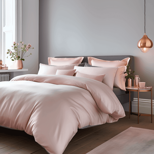 Egyptian Cotton 500 Thread Count Sateen Luxury Duvet Cover and Deep Fitted Sheet Set With Four Standard Pillowcases
