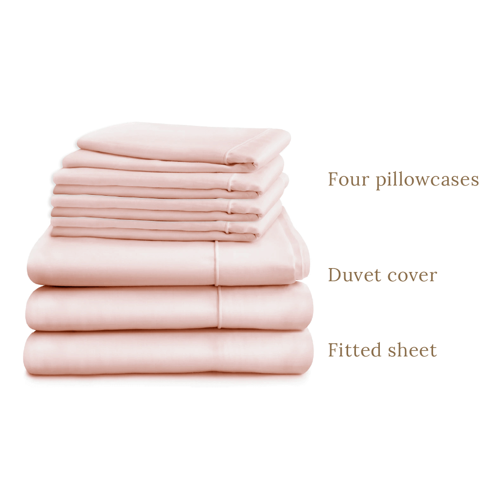 Egyptian Cotton 500 Thread Count Sateen Luxury Duvet Cover and Deep Fitted Sheet Set With Four Standard Pillowcases