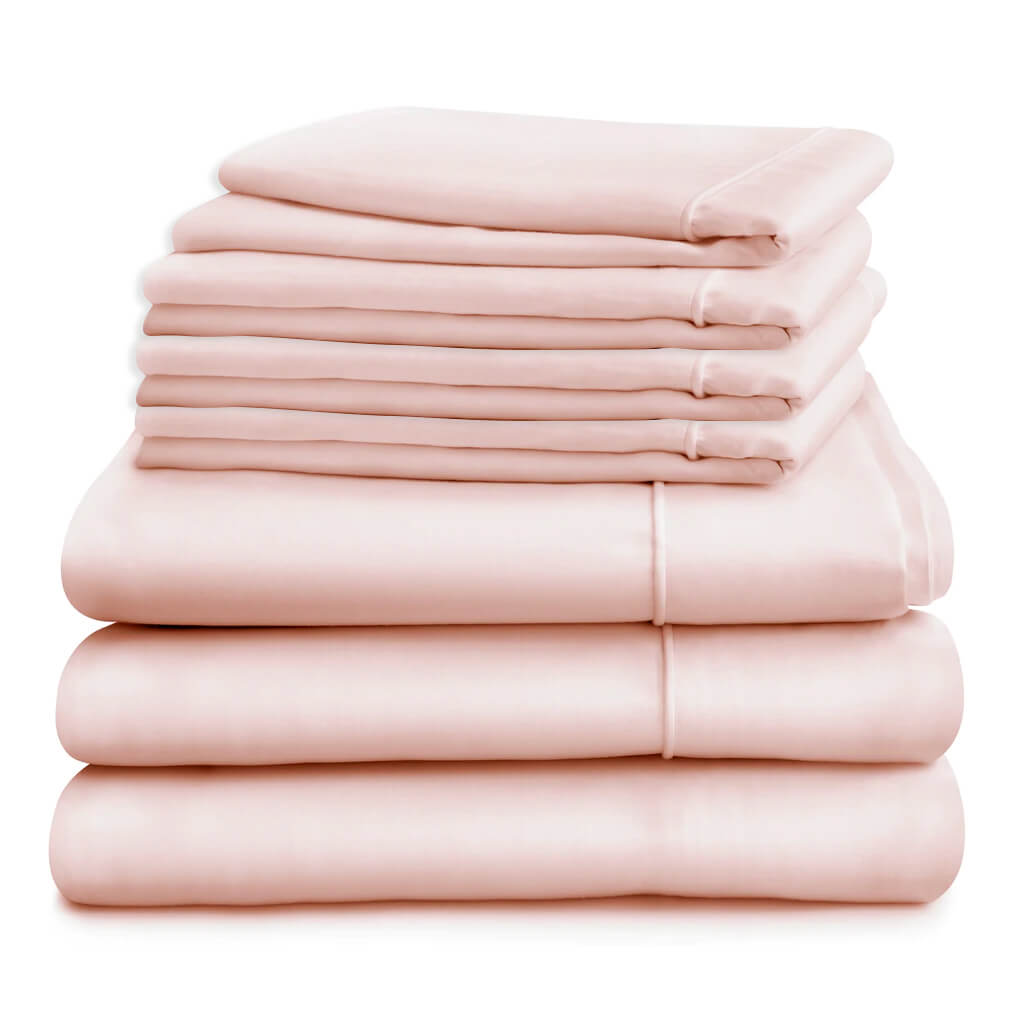 Egyptian Cotton 500 Thread Count Sateen Luxury Duvet Cover and Deep Fitted Sheet Set With Four Standard Pillowcases