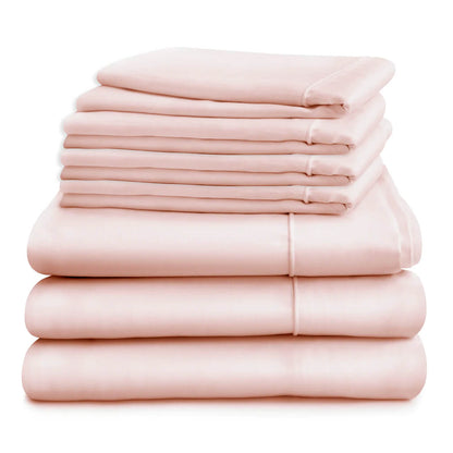 Egyptian Cotton 500 Thread Count Sateen Luxury Duvet Cover and Deep Fitted Sheet Set With Four Standard Pillowcases