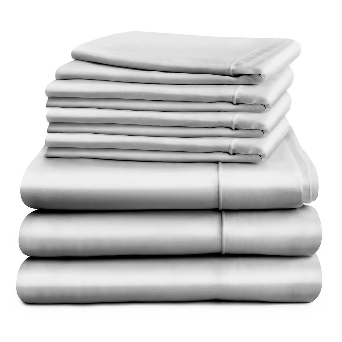 Egyptian Cotton 500 Thread Count Sateen Luxury Duvet Cover and Deep Fitted Sheet Set With Four Standard Pillowcases