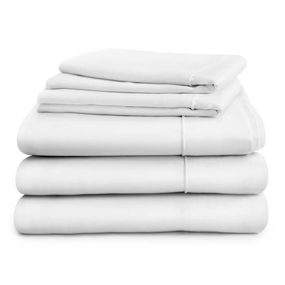 Egyptian Cotton 500 Thread Count Sateen Luxury Duvet Cover and Flat Sheet Set With Two Standard Pillowcases, Pure White