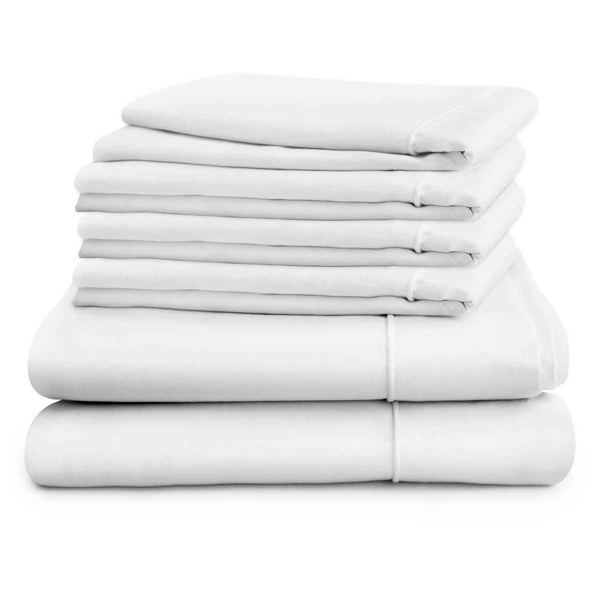 Egyptian Cotton 500 Thread Count Sateen Luxury Duvet Cover and Four Standard Pillowcases, Pure White