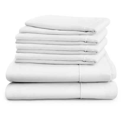 Egyptian Cotton 500 Thread Count Sateen Luxury Duvet Cover and Four Standard Pillowcases, Pure White