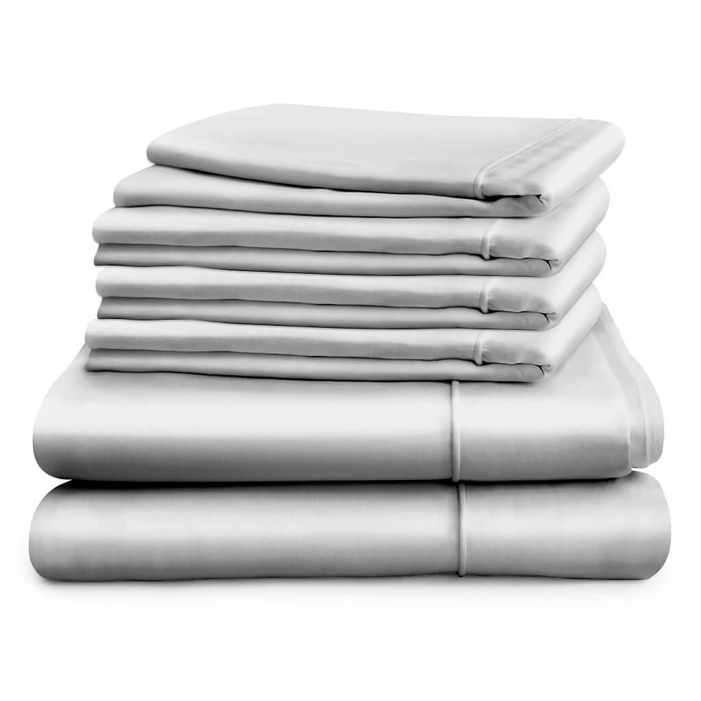 Egyptian Cotton 500 Thread Count Sateen Luxury Duvet Cover and Four Standard Pillowcases, Subtle Grey