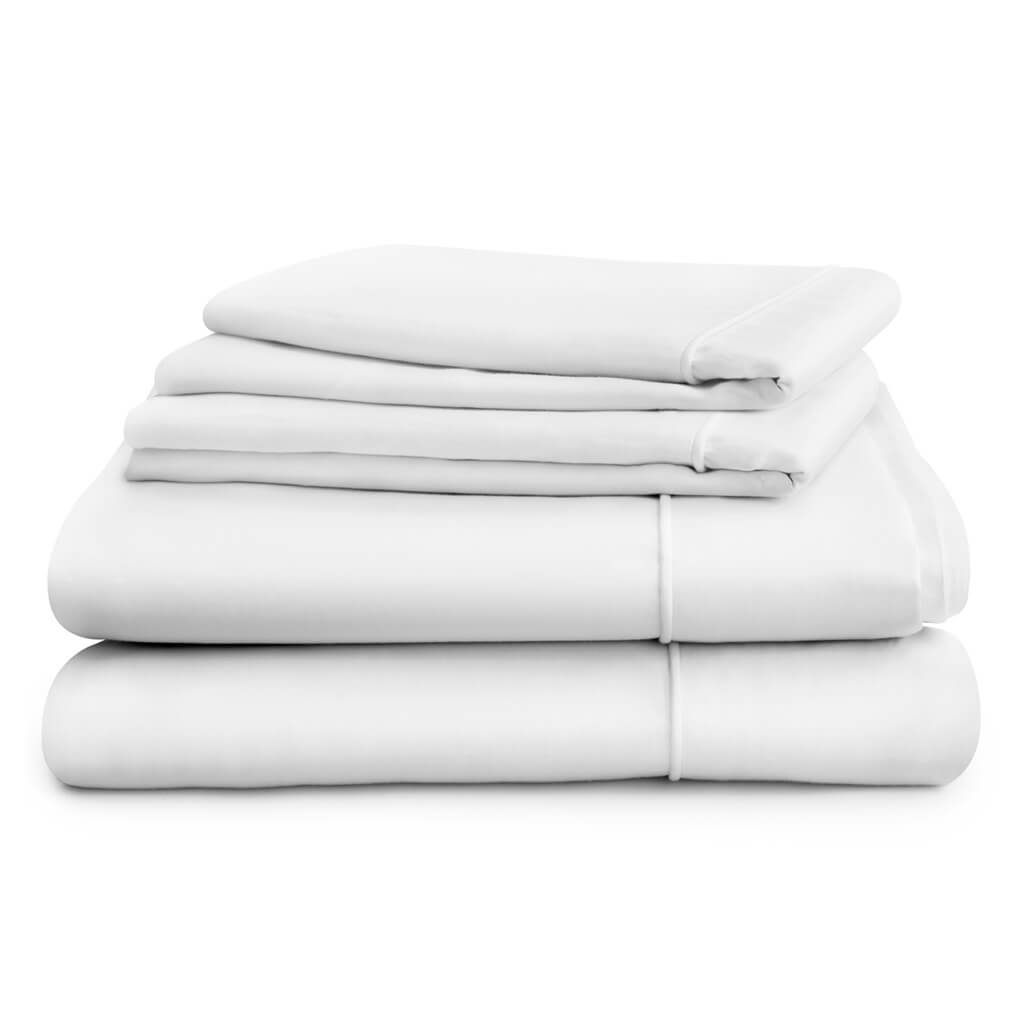 Egyptian Cotton 500 Thread Count Sateen Luxury Duvet Cover and Two Standard Pillowcases, Pure White