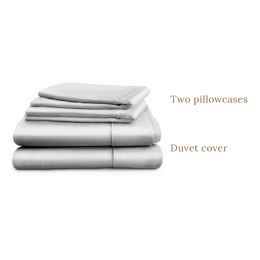 Egyptian Cotton 500 Thread Count Sateen Luxury Duvet Cover and Two Standard Pillowcases, Subtle Grey