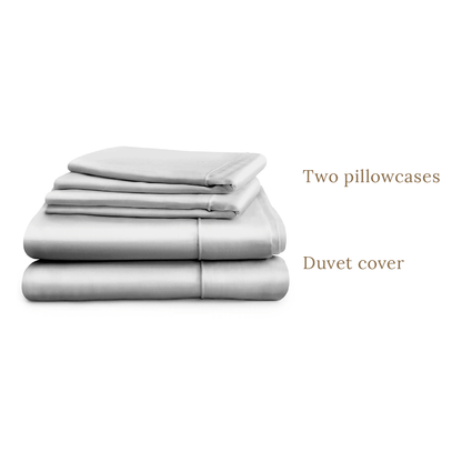 Egyptian Cotton 500 Thread Count Sateen Luxury Duvet Cover and Two Standard Pillowcases, Subtle Grey