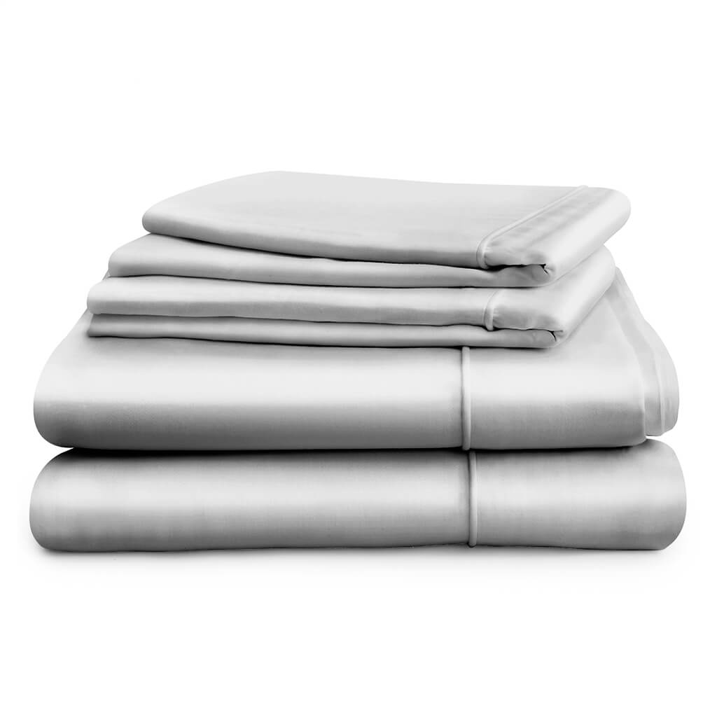 Egyptian Cotton 500 Thread Count Sateen Luxury Duvet Cover and Two Standard Pillowcases, Subtle Grey