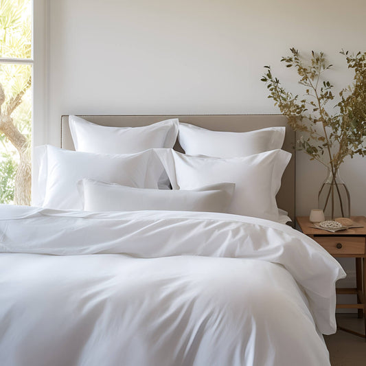 Egyptian Cotton 500 Thread Count Sateen Luxury Duvet Cover, Set of Two, Pure White