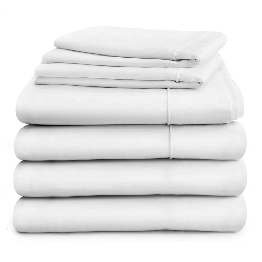 Egyptian Cotton 500 Thread Count Sateen Luxury Duvet Cover With 40cm Deep Fitted Sheet, Flat Sheet and Two Standard Pillowcases, Pure White