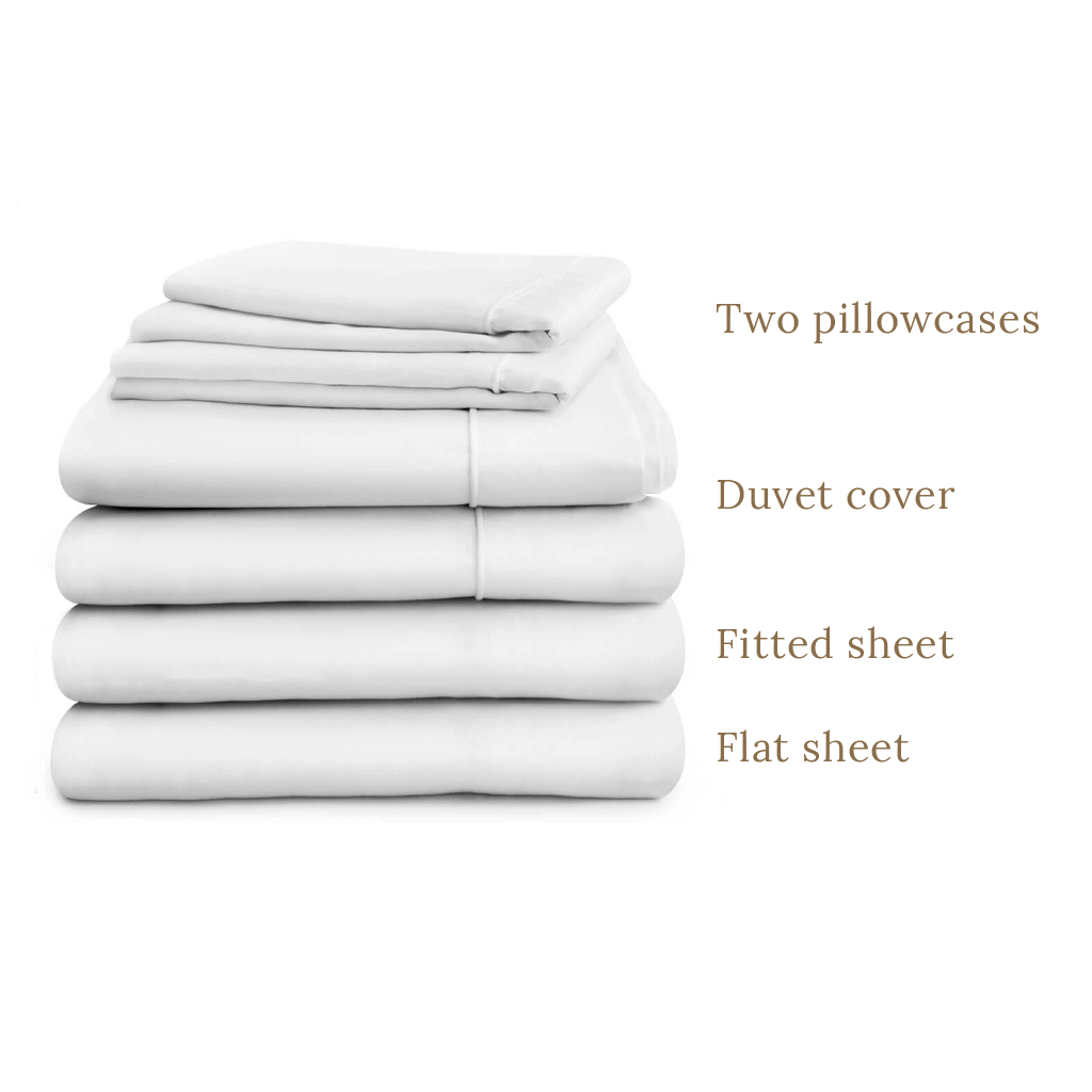 Egyptian Cotton 500 Thread Count Sateen Luxury Duvet Cover With 40cm Deep Fitted Sheet, Flat Sheet and Two Standard Pillowcases, Pure White