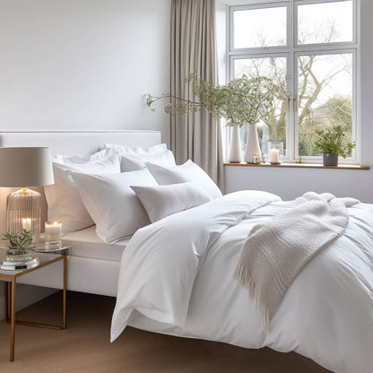 Egyptian Cotton 500 Thread Count Sateen Luxury Extra Deep 40cm Fitted Sheet, Pure White
