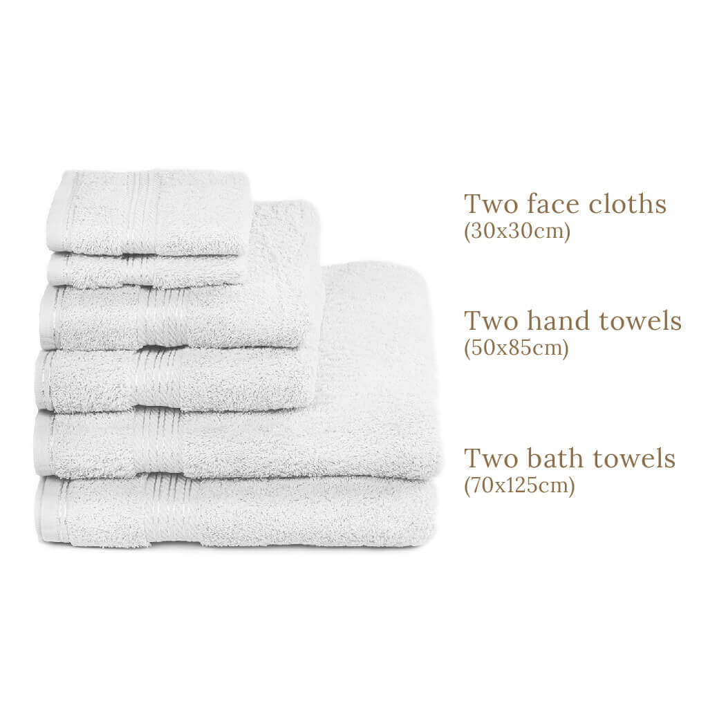 Egyptian Cotton 6 Piece Luxury Bath Towel Set