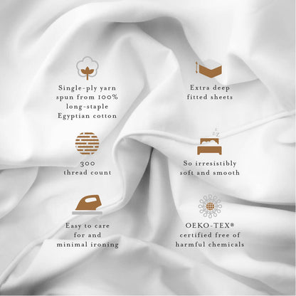 Egyptian Cotton 300 Thread Count Sateen Luxury Duvet Cover, Pure White