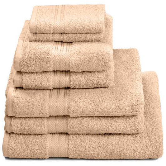 Hampton and Astley 100% Egyptian Cotton 7 Piece Luxury Bath Towel Set, Caramel Latte
