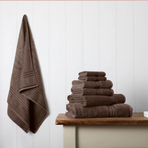 Hampton and Astley 100% Egyptian Cotton 7 Piece Luxury Bath Towel Set, Chocolate
