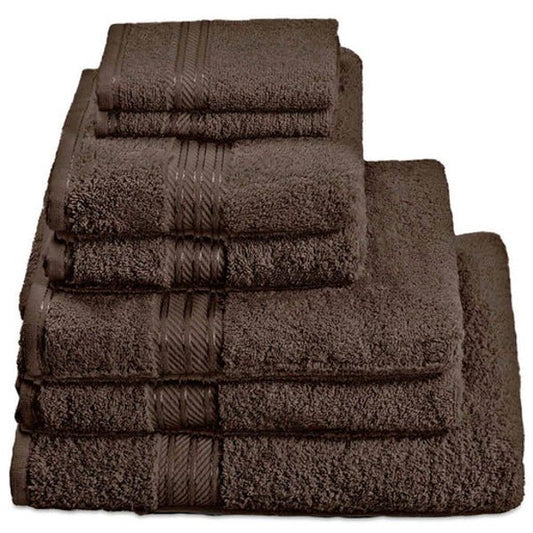 Hampton and Astley 100% Egyptian Cotton 7 Piece Luxury Bath Towel Set, Chocolate
