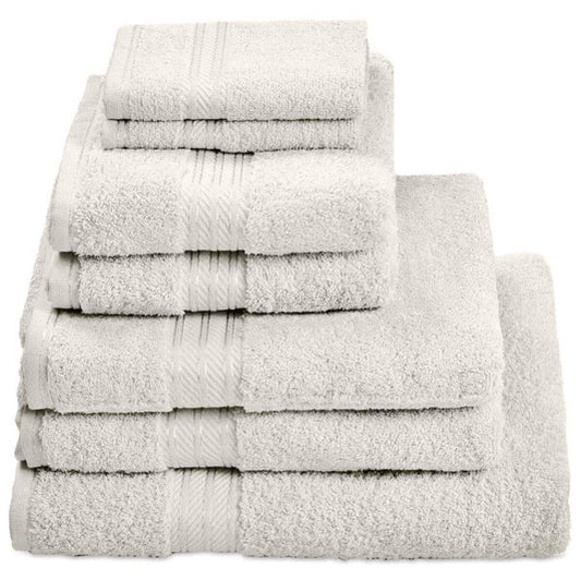 Hampton and Astley 100% Egyptian Cotton 7 Piece Luxury Bath Towel Set, Cream
