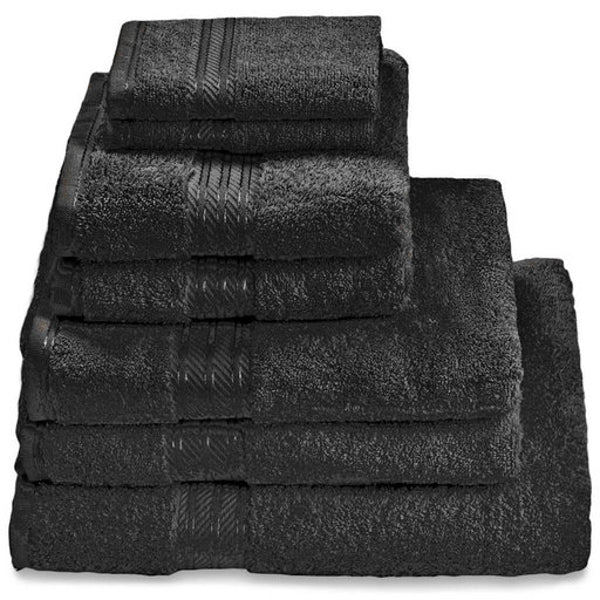 Hampton and Astley 100% Egyptian Cotton 7 Piece Luxury Bath Towel Set, Midnight Black