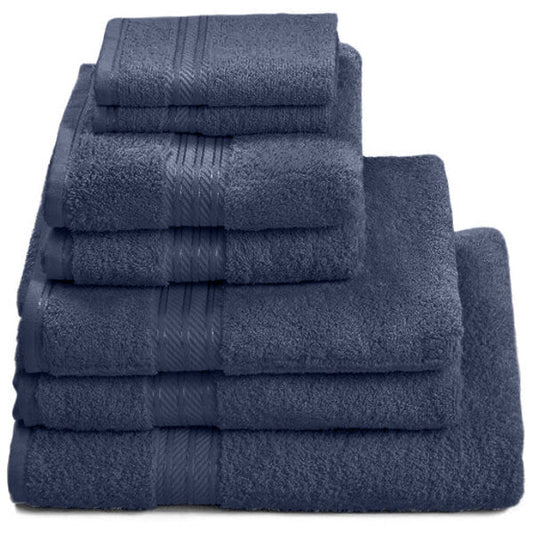 Hampton and Astley 100% Egyptian Cotton 7 Piece Luxury Bath Towel Set, Navy
