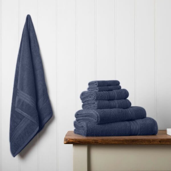 Hampton and Astley 100% Egyptian Cotton 7 Piece Luxury Bath Towel Set, Navy