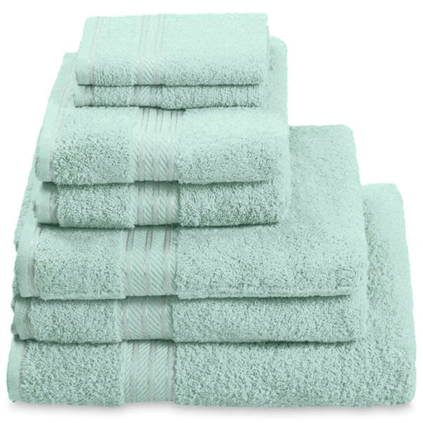 Hampton and Astley 100% Egyptian Cotton 7 Piece Luxury Bath Towel Set, Seafoam Green
