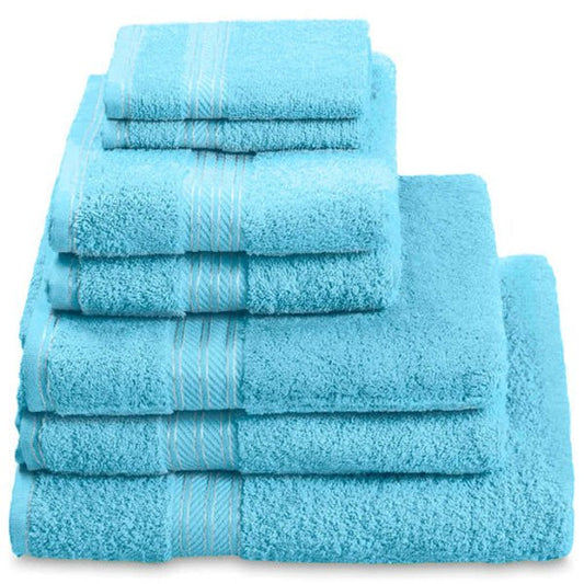 Hampton and Astley 100% Egyptian Cotton 7 Piece Luxury Bath Towel Set, Soft Aqua Turquoise