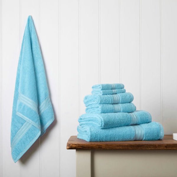 Hampton and Astley 100% Egyptian Cotton 7 Piece Luxury Bath Towel Set, Soft Aqua Turquoise