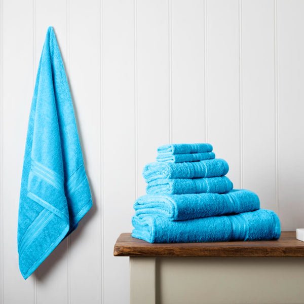 Hampton and Astley 100% Egyptian Cotton 7 Piece Luxury Bath Towel Set, Teal Blue